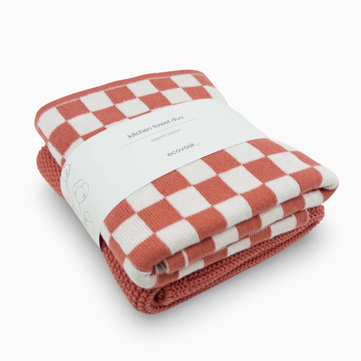 Ecovask Kitchen Towel Duo - Coral Chequer