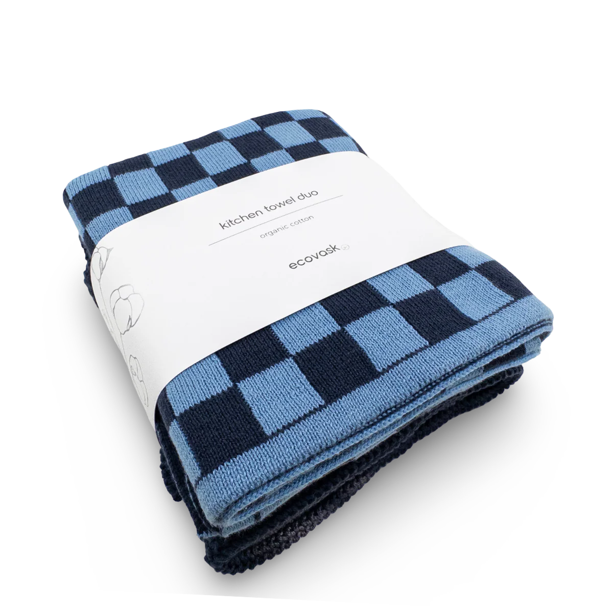 Ecovask Kitchen Towel Duo - Navy Cornflower Chequer