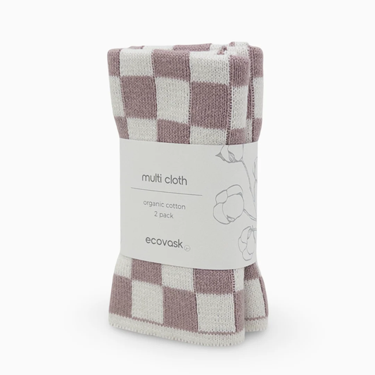 Ecovask Multi Cloth 2pk - Orchid Chequer