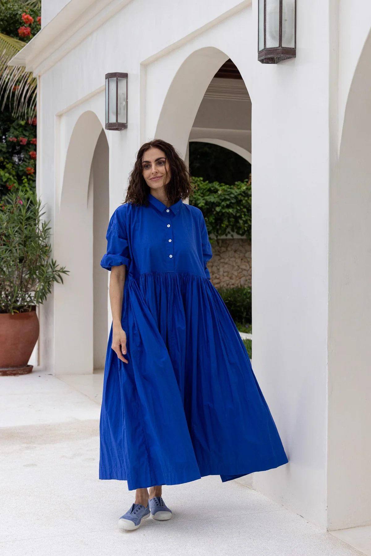 Meg By Design Edith Dress Cotton Poplin - Cobalt