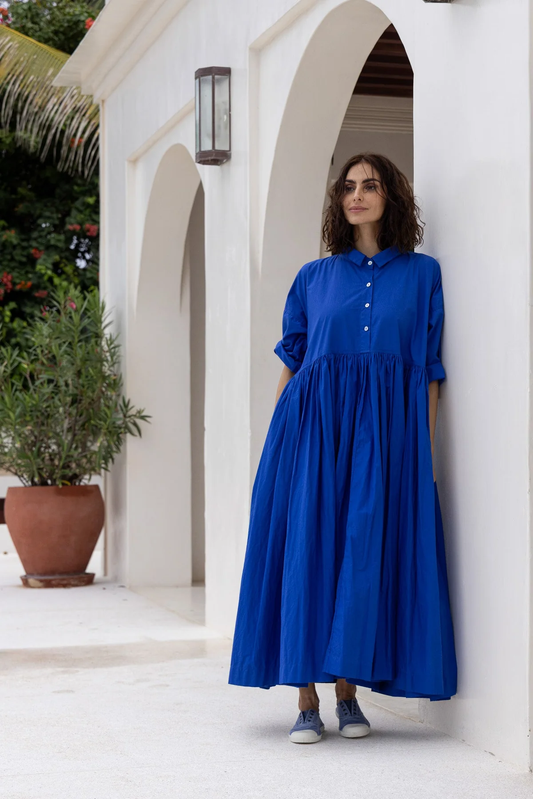 Meg By Design Edith Dress Cotton Poplin - Cobalt