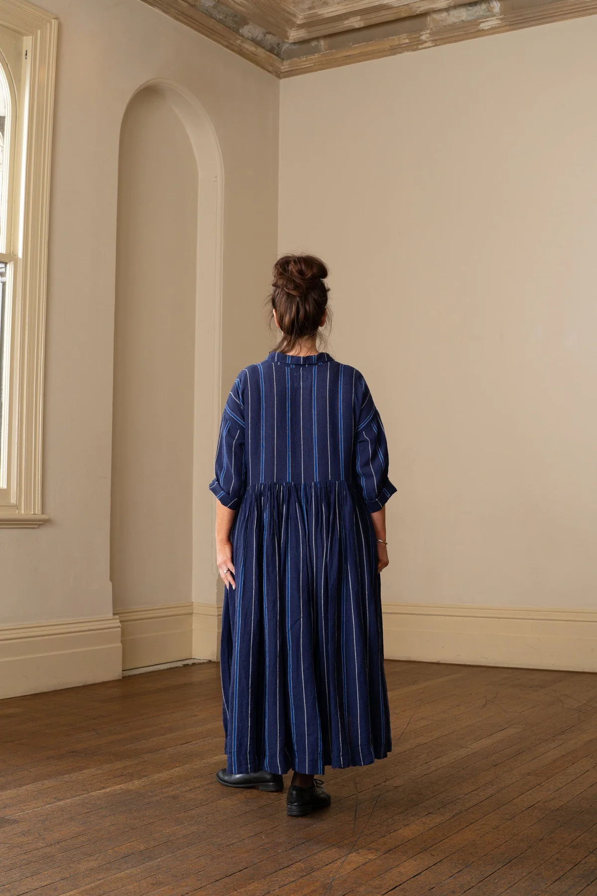 Meg By Design Edith Dress Linen - Navy Stripe