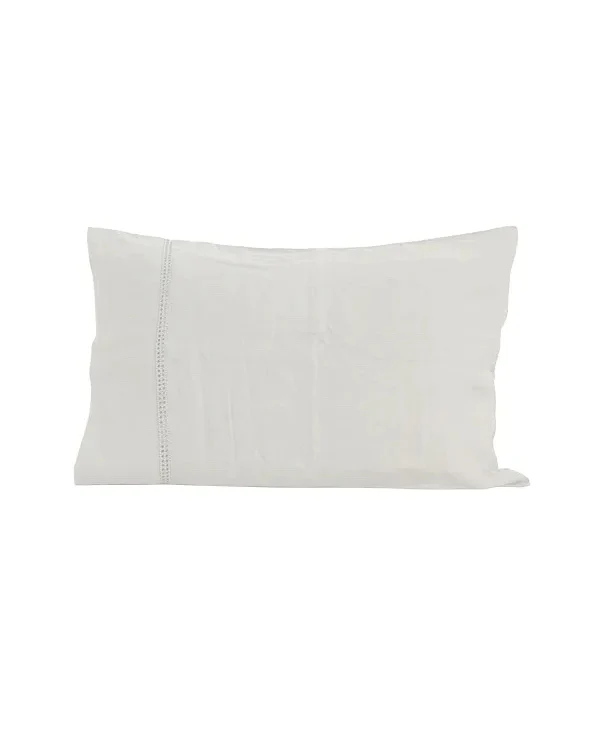 French Country Emilie Linen Pair Pillow Cases - Ecru