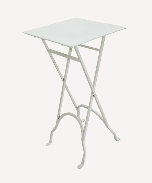 French Country Square White Iron Side Table