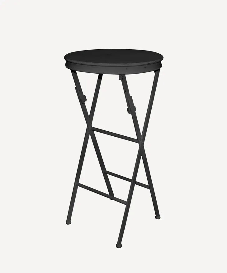 French Country Folding Side Table Tall Black