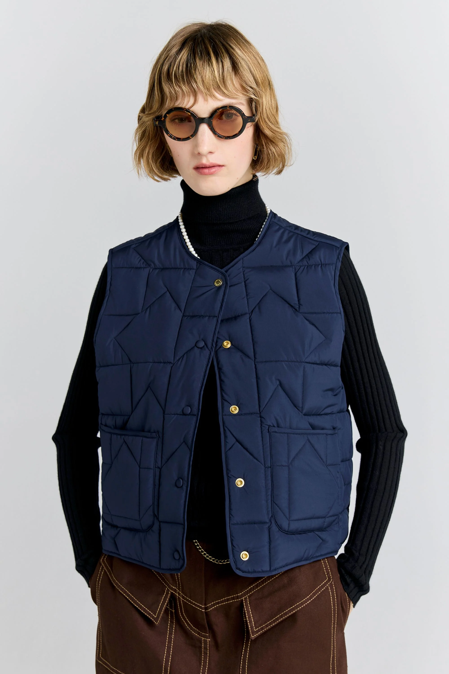 Karen Walker Quilted Drift Vest - Navy