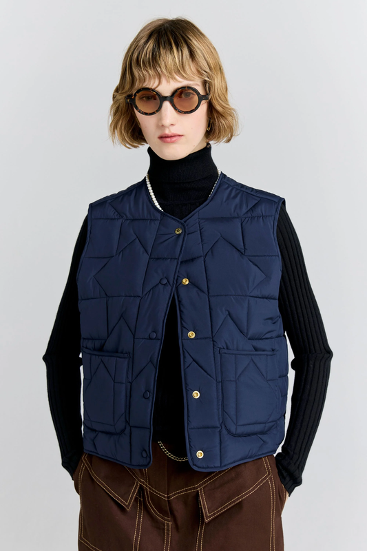 Karen Walker Quilted Drift Vest - Navy