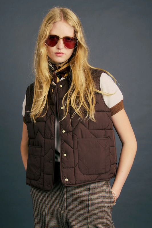 Karen Waker Quilted Drift Vest - Chocolate