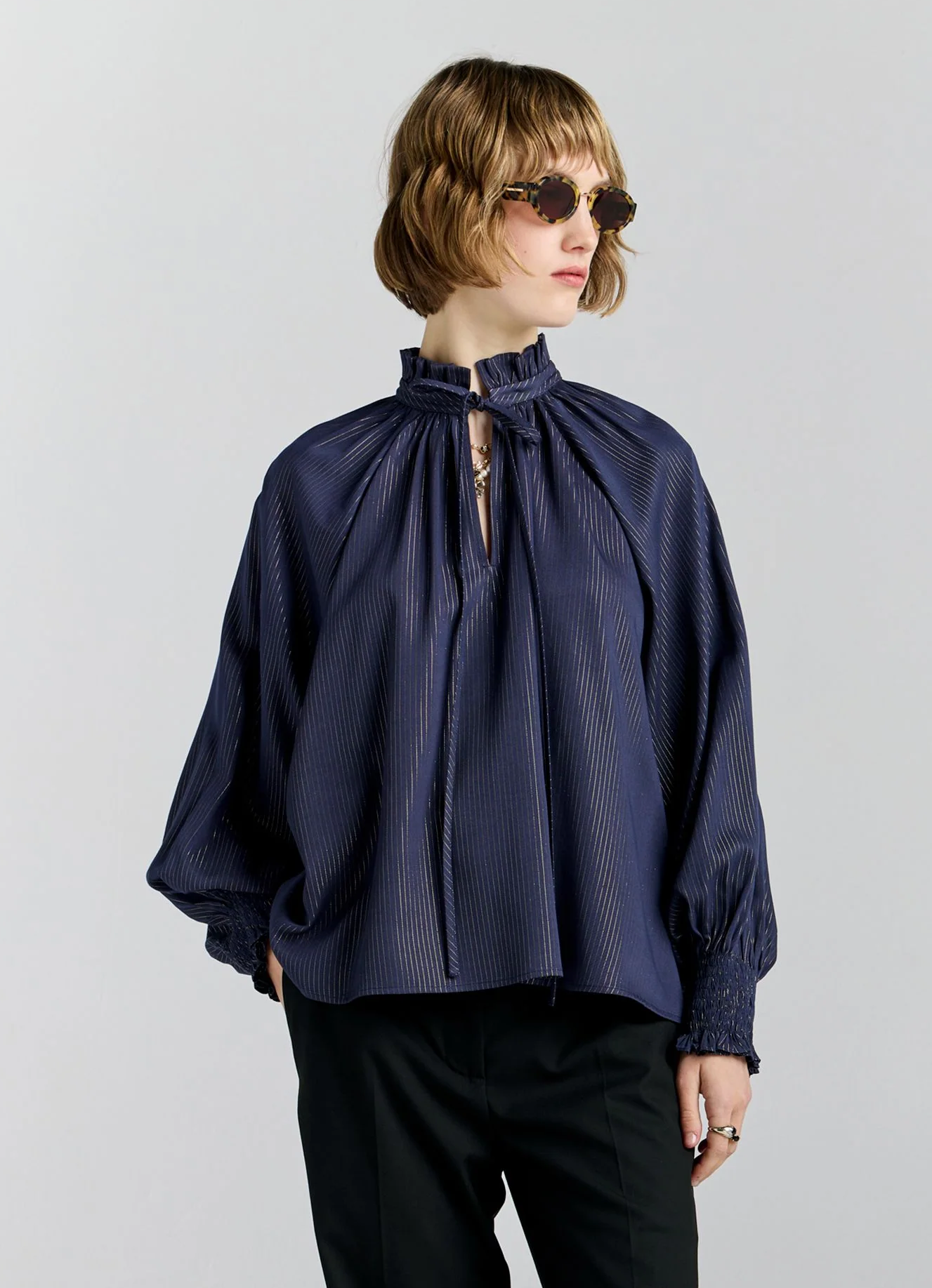 Karen Walker Province Blouse - Navy