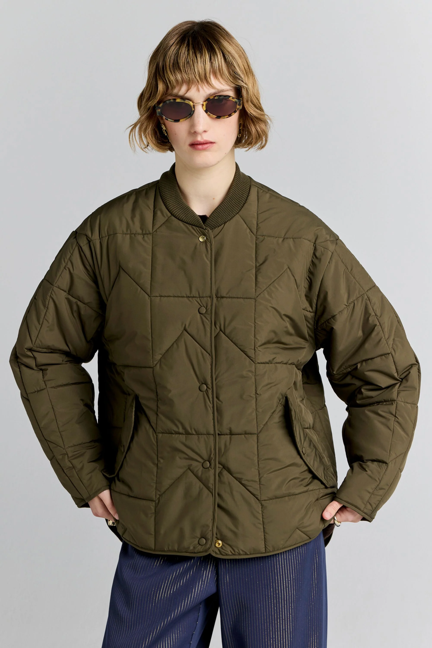 Karen Walker Quilted Monogram Jacket - Dark Olive