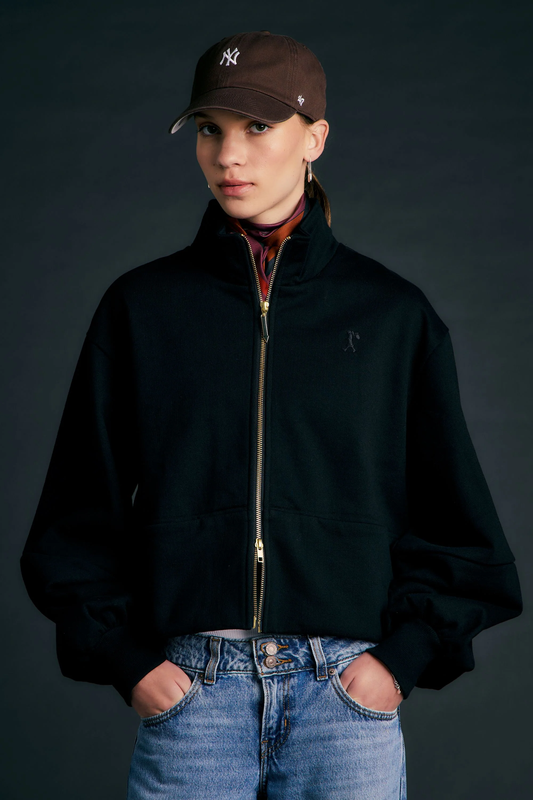 Karen Walker Runaway Zip Front Sweatshirt - Black