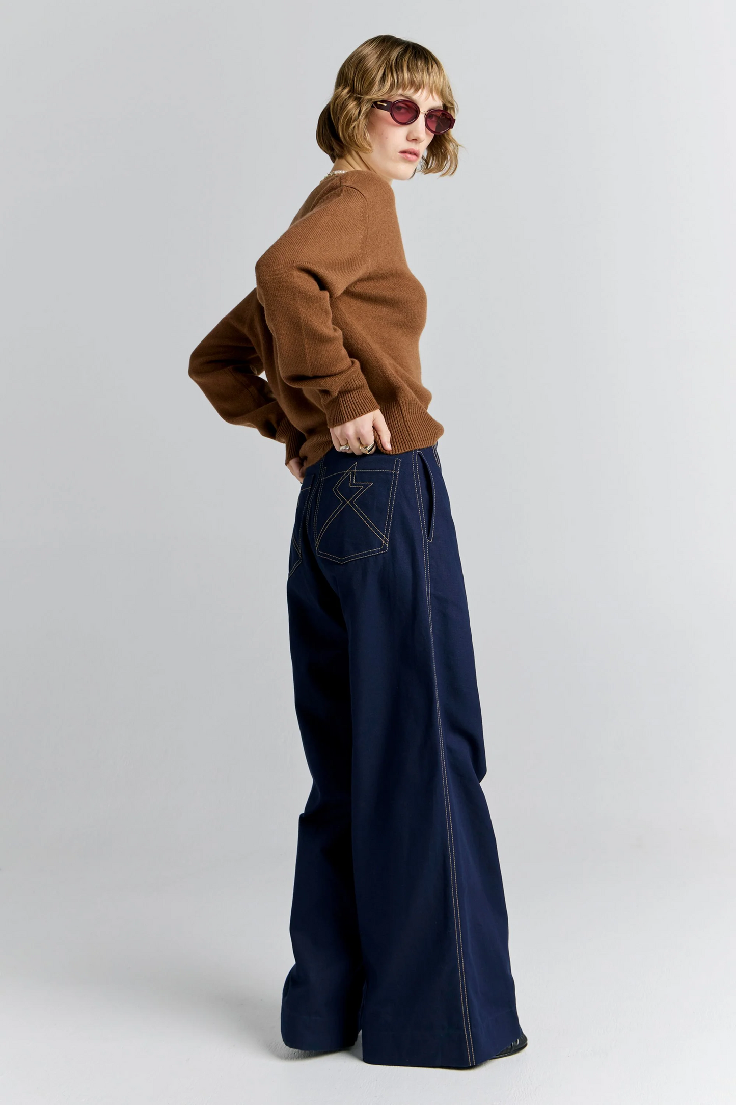 Karen Walker Chevalier Pants - Navy