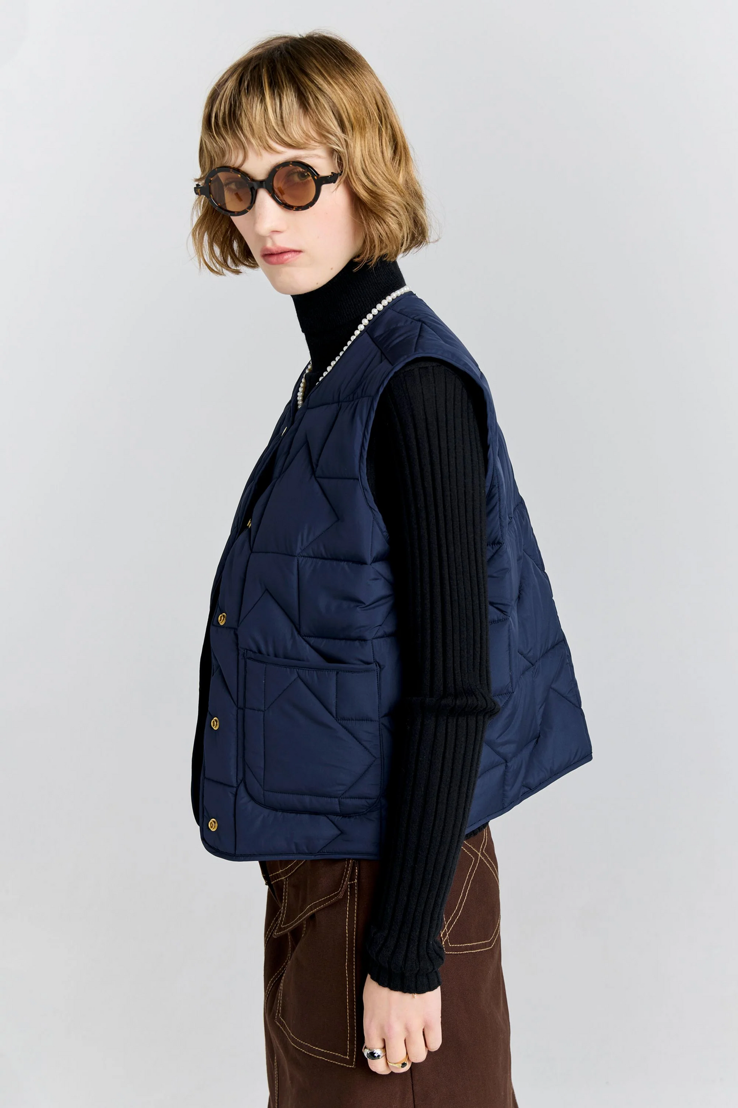 Karen Walker Quilted Drift Vest - Navy