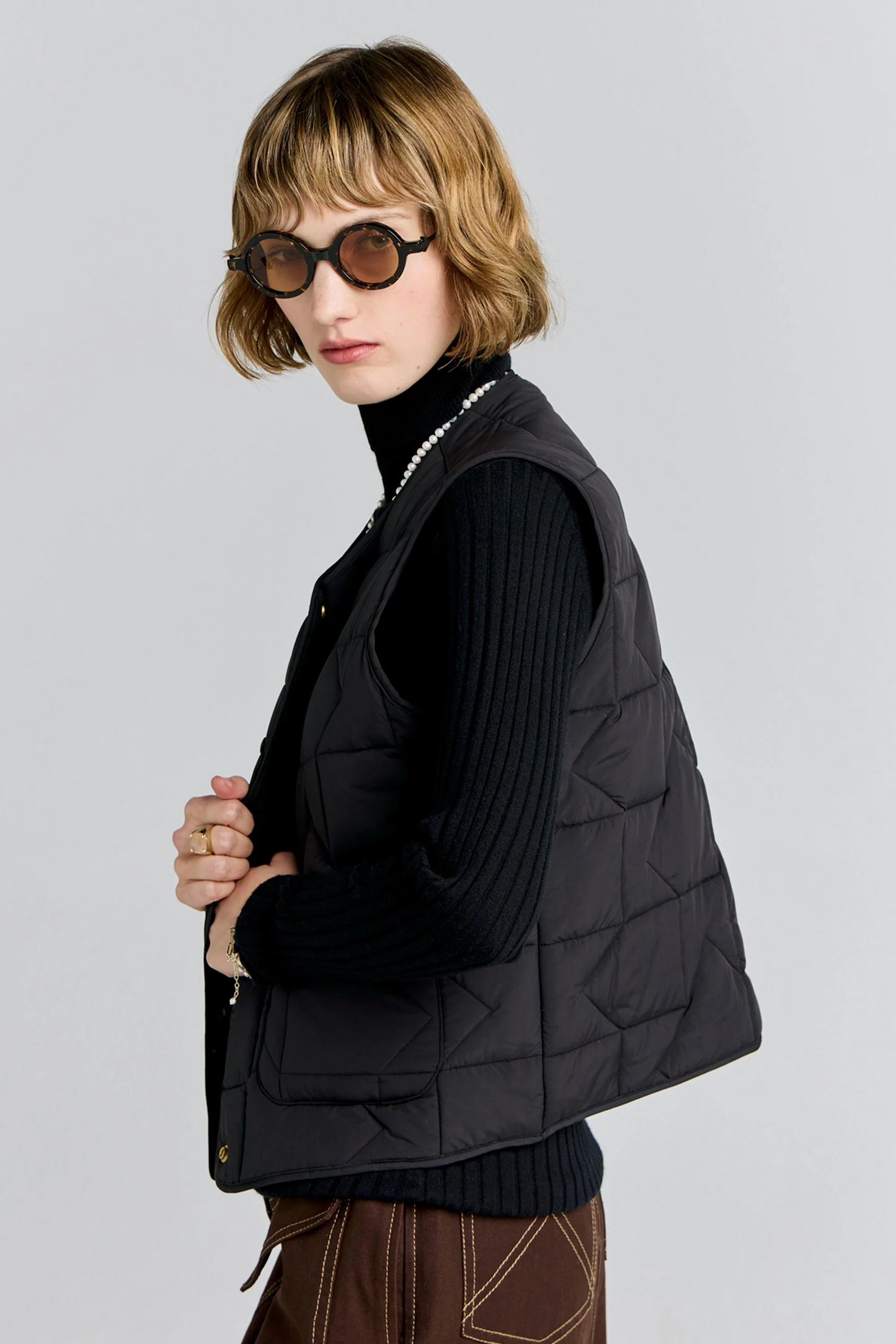 Karen Waker Quilted Drift Vest - Black
