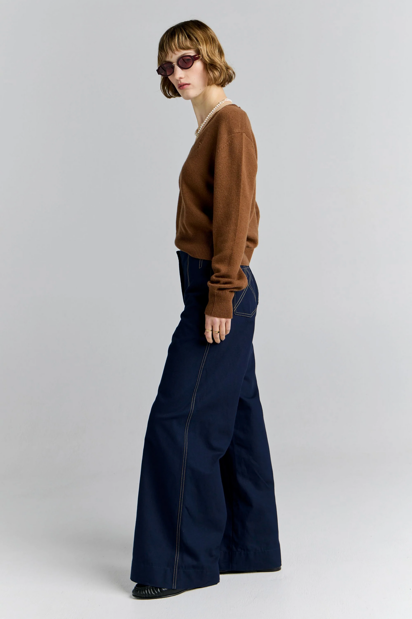 Karen Walker Chevalier Pants - Navy