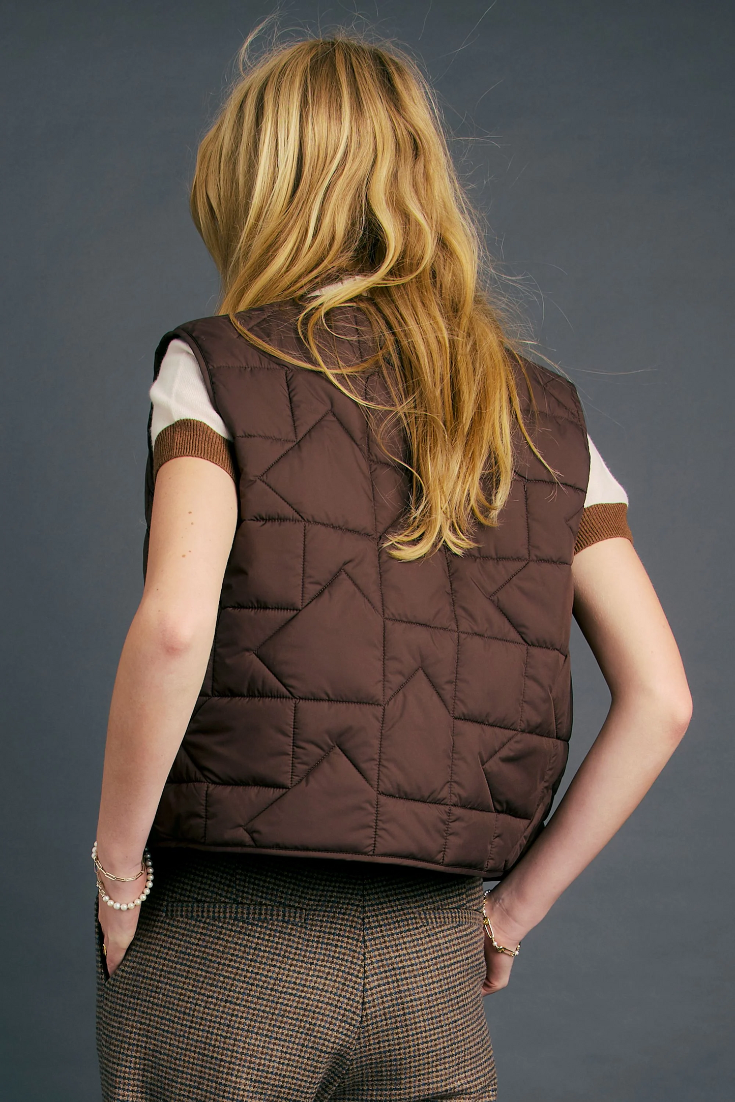 Karen Waker Quilted Drift Vest - Chocolate