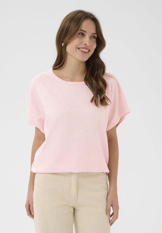 Saint Tropez Mila Round Neck SS Pullover - Ballerina Melange