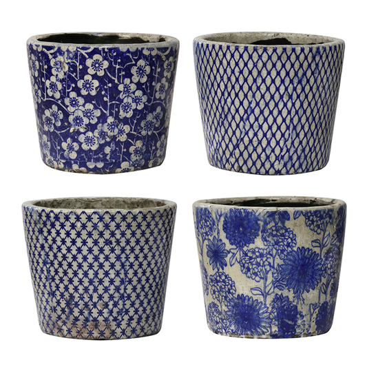 CC Interiors Large Blue & White Planters (Assorted)