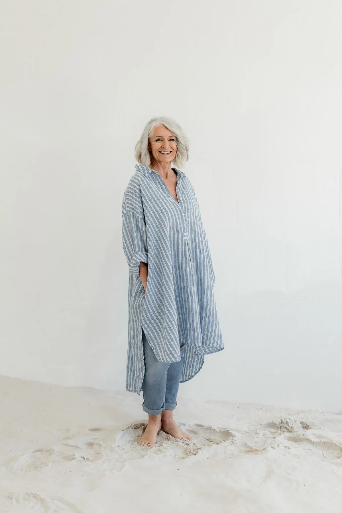 Meg By Design Harper Shirt Linen - Boat Stripe