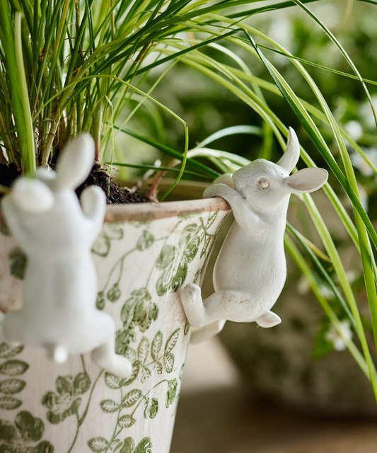 French Country Hanging Bunny Decor  - White