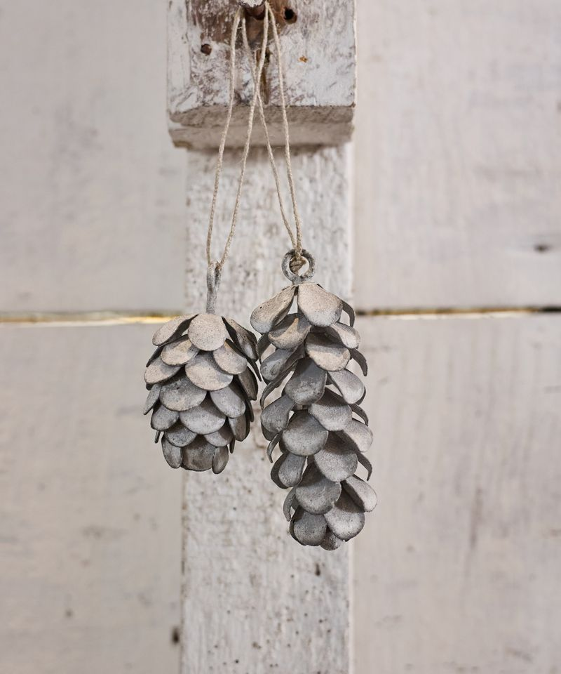 French Country Hanging Pinecone Long Ash Grey