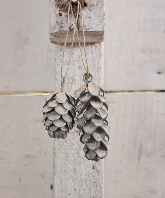 French Country Hanging Pinecone Long Ash Grey