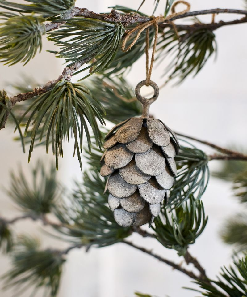 French Country Hanging Pinecone Short Ash Grey