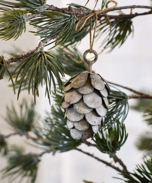 French Country Hanging Pinecone Short Ash Grey