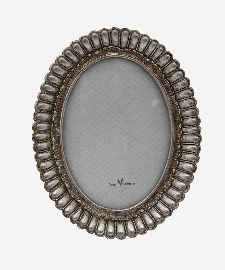 French Country Fanned Oval Photo Frame Pewter Finish - 5x7"