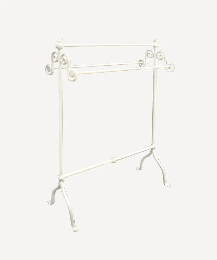 French Country Whitewash Iron Towel Rail