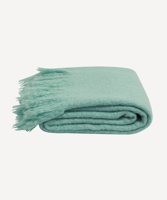 French Country Throw Tassel - Duck Egg Blue