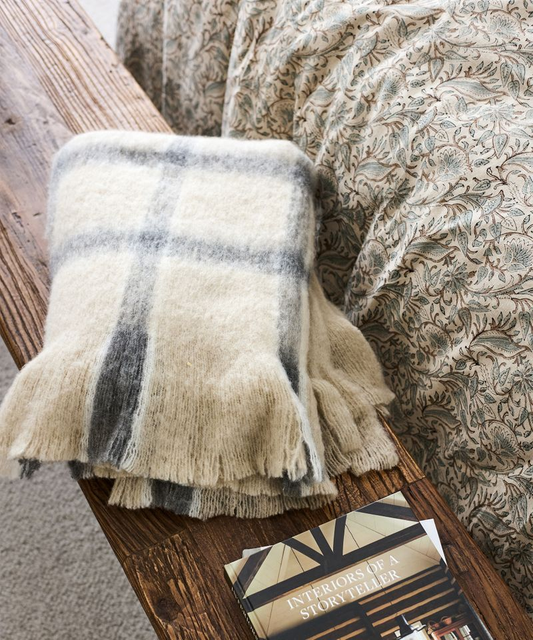 French Country Juniper Check Throw Grey