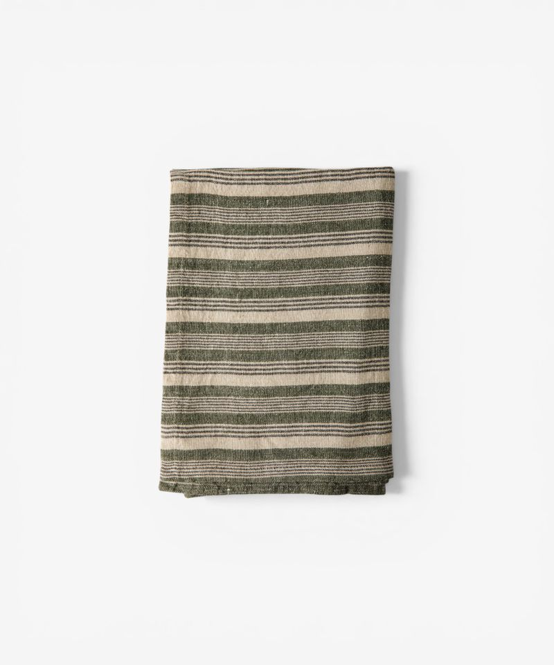 French Country Atelier Stripe Teatowel - Green