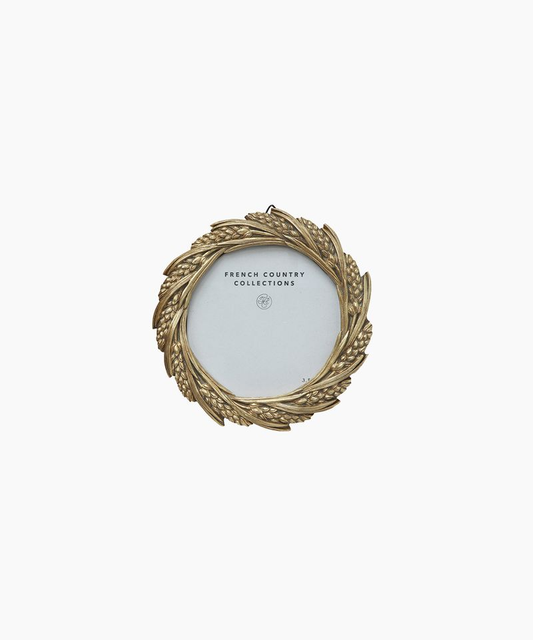 French Country Wheat Round Photo Frame Champagne