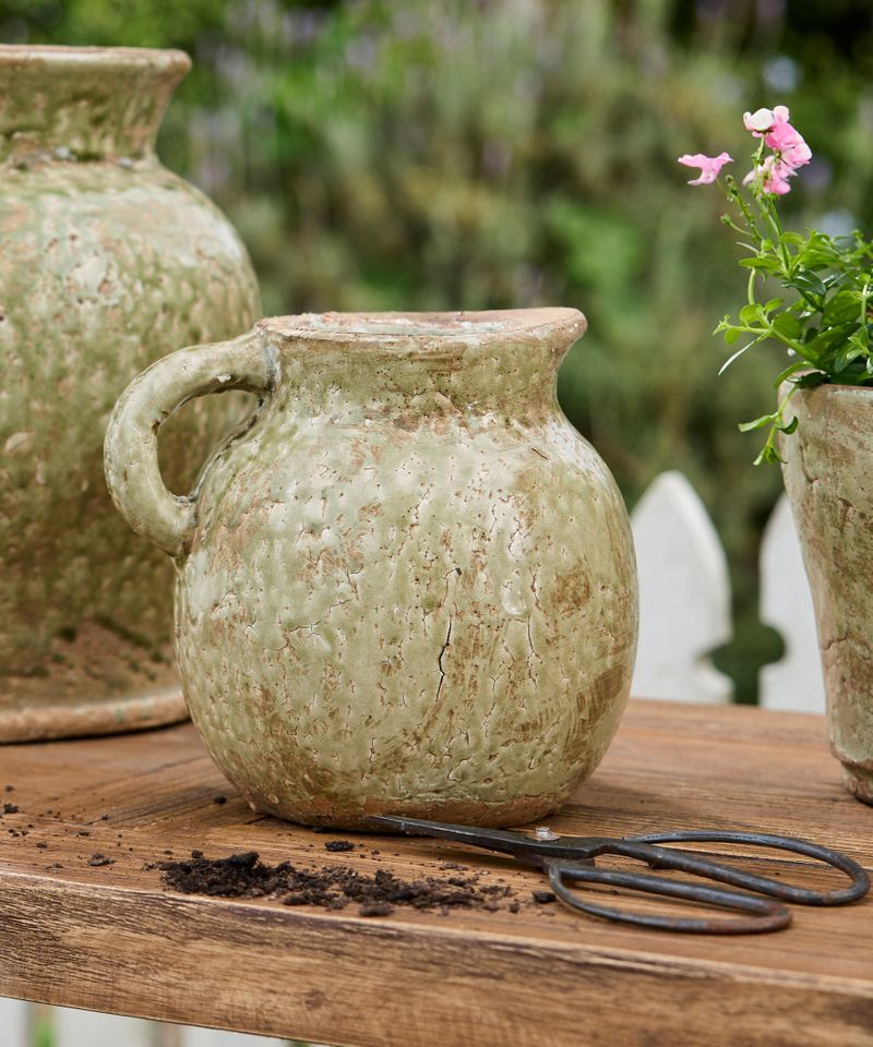 French Country Celadon Garden Jug