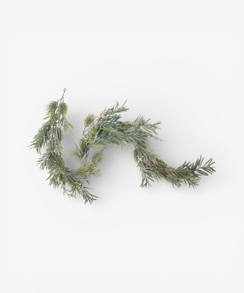 French Country Mixed Silver Green Wreath 50cm