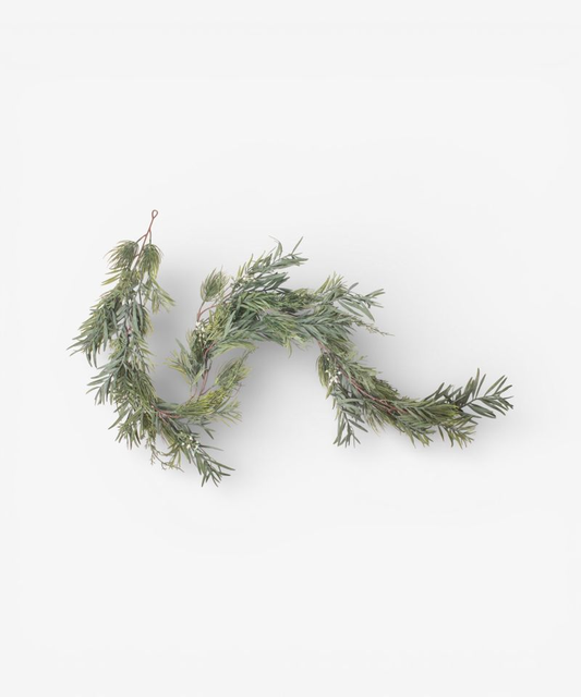 French Country Mixed Silver Green Wreath 50cm