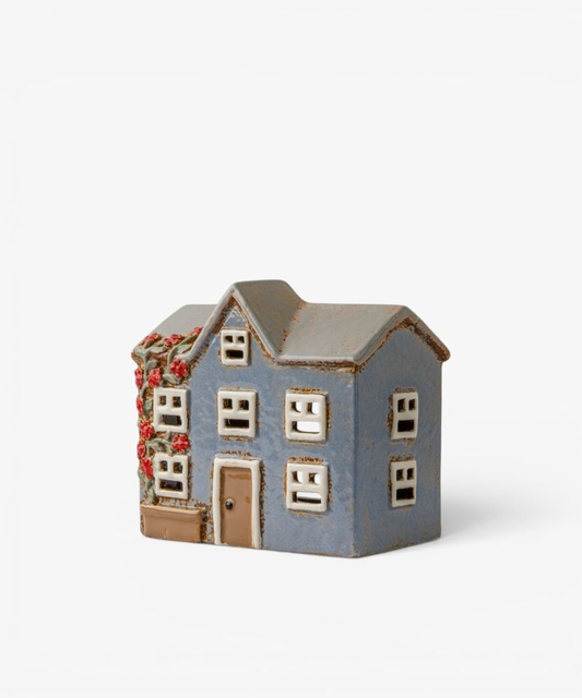French Country Devon Peak Tea Light Cottage - Cornflour