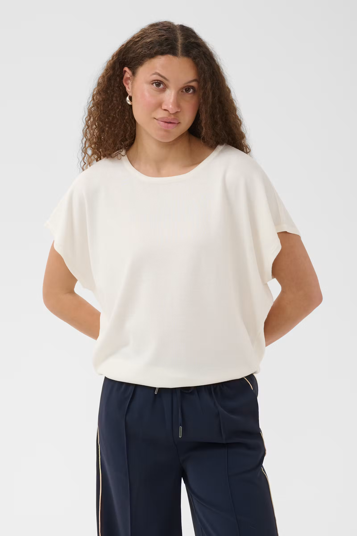 Saint Tropez Mila Round Neck SS Pullover - Ice