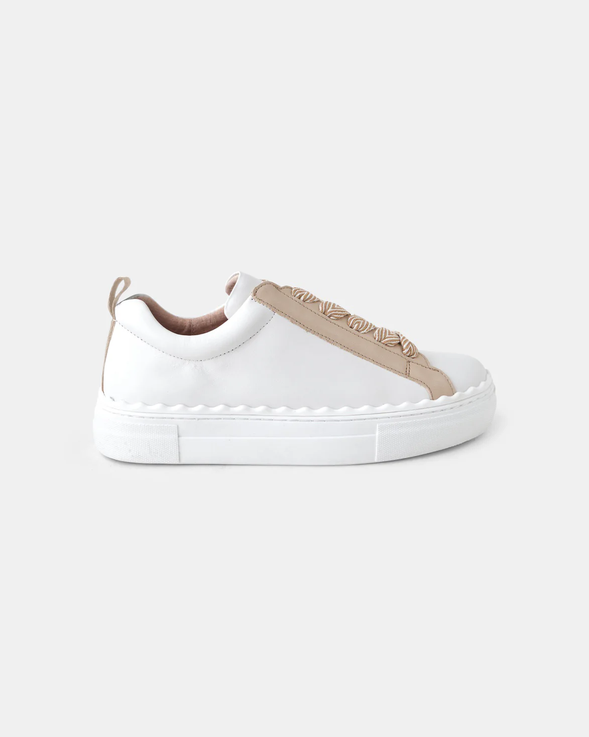 Walnut Hut Leather Sneaker - White Beige