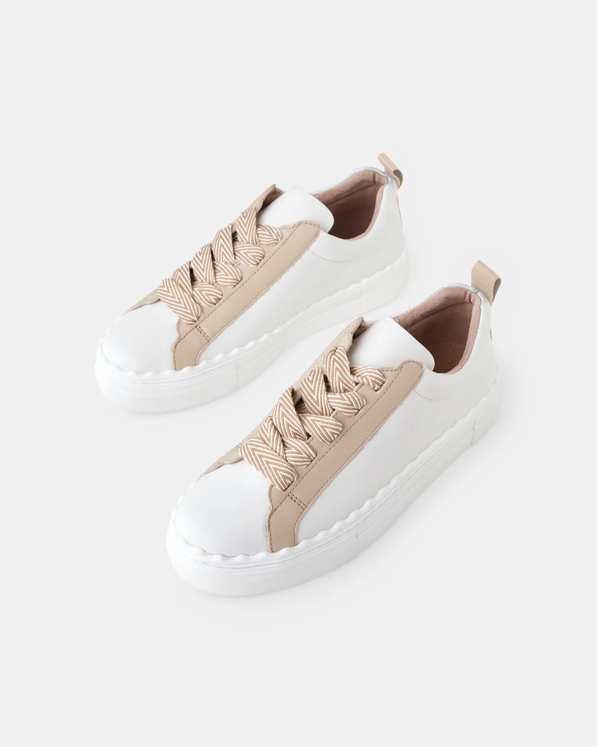 Walnut Hut Leather Sneaker - White Beige