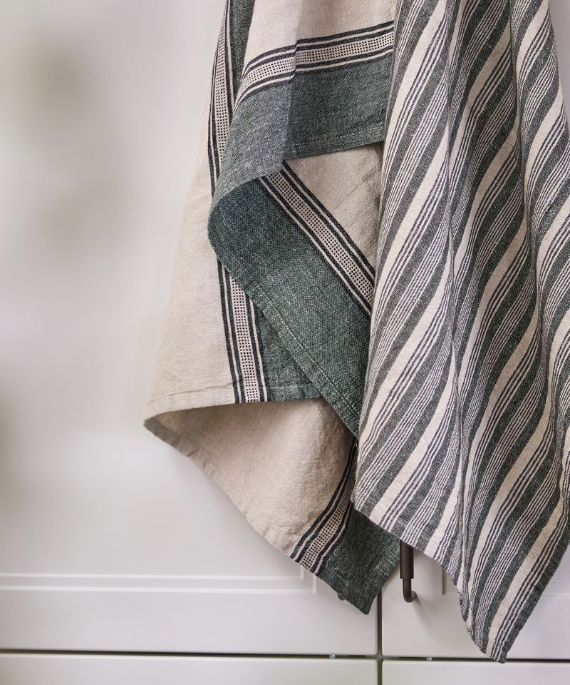 French Country Atelier Ribbon Teatowel - Green