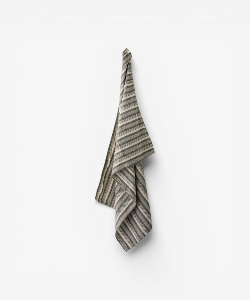 French Country Atelier Stripe Teatowel - Green