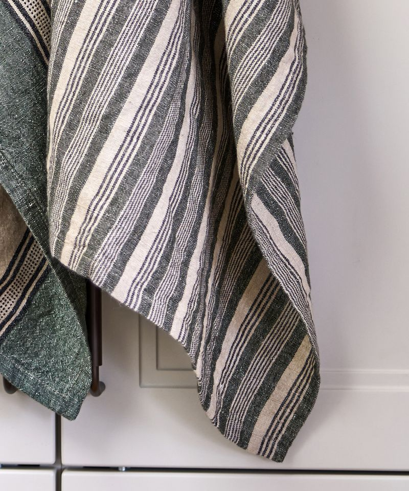 French Country Atelier Stripe Teatowel - Green