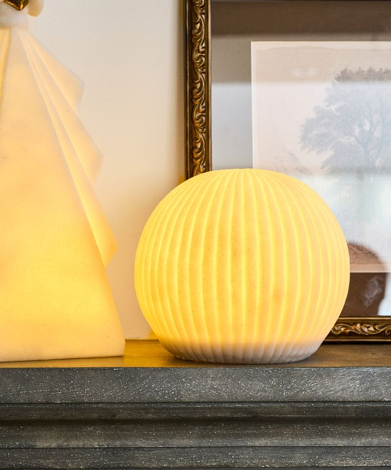 French Country Ribbed Sphere Light Up - Large