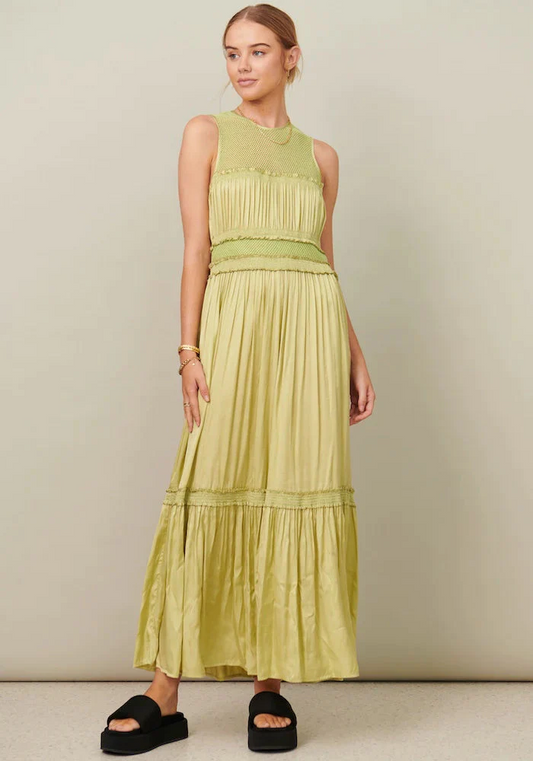 POL Lara Tiered Dress - Pistachio