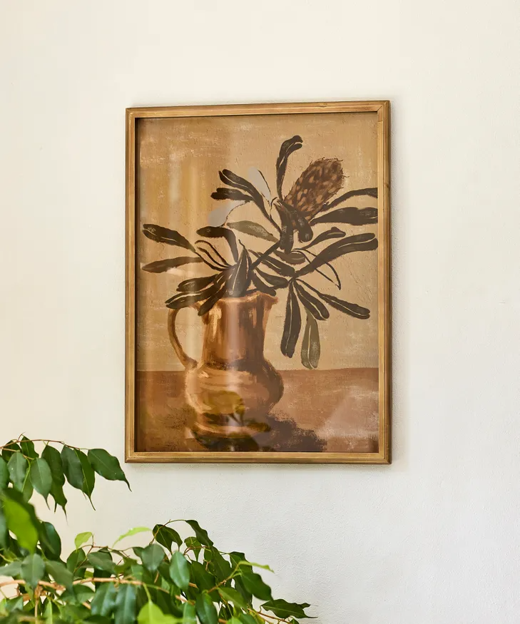 French Country Protea Print - Bronze Frame