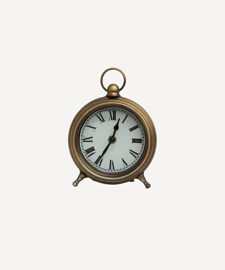 French Country Desk Clock Antique Gold