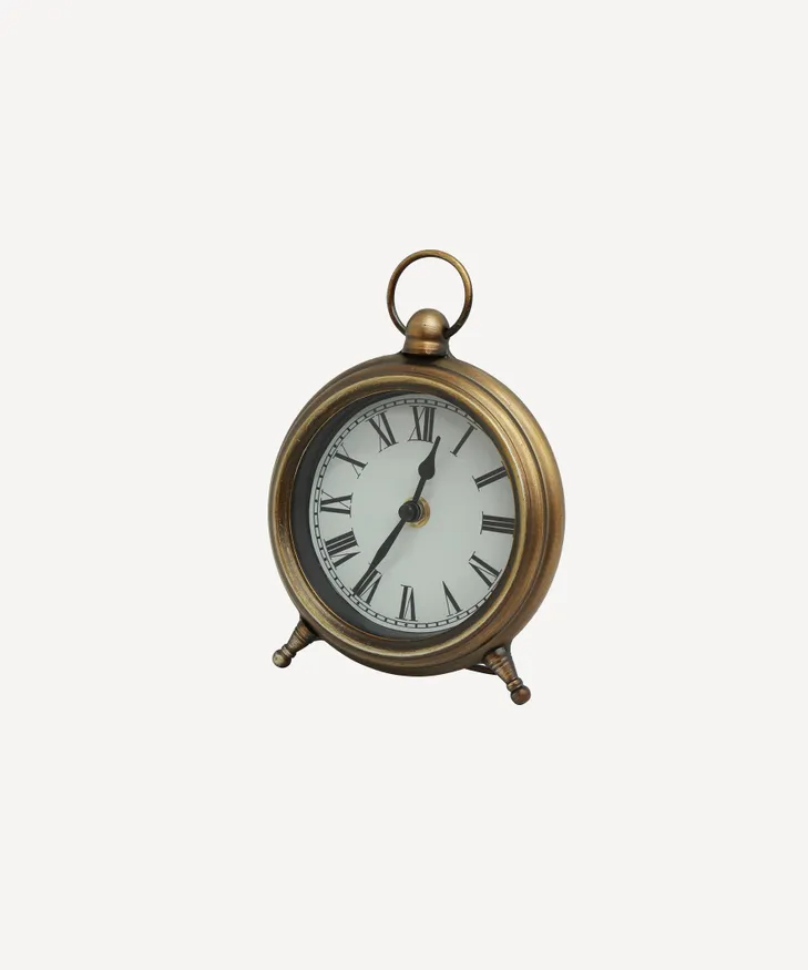 French Country Desk Clock Antique Gold