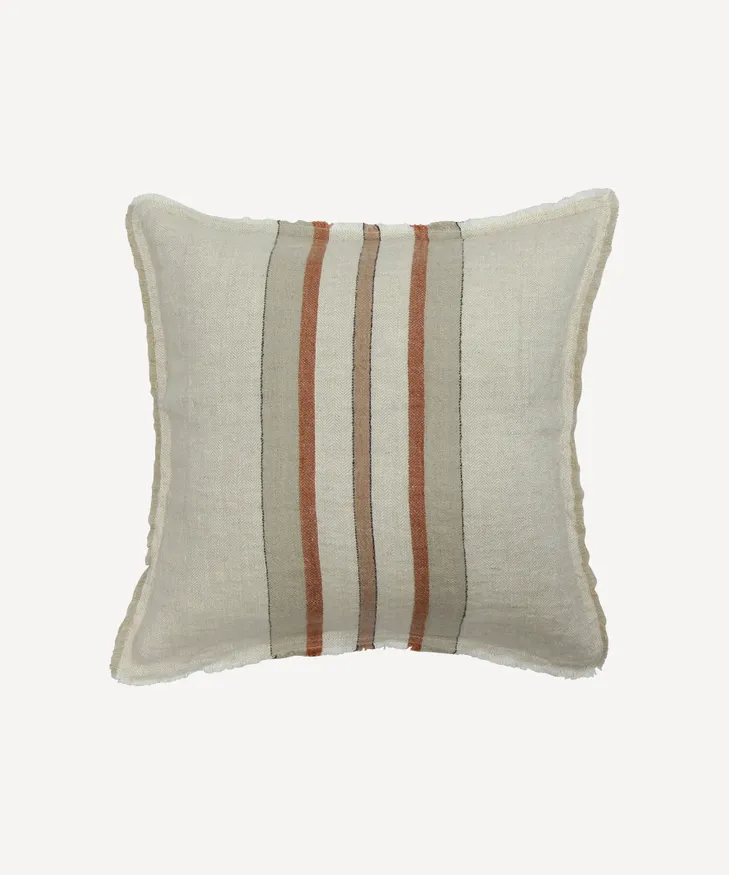 French Country Herringbone Natural Stripe Linen Cushion